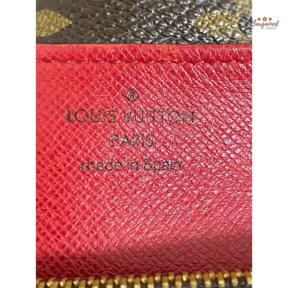Authentic Louis Vuitton Monogram Canvas Leather Red Emilie Long Wallet CA2163 - Picture 9 of 13